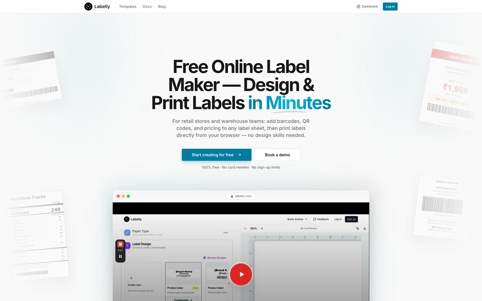Labeliy, as it opens in a browser tab